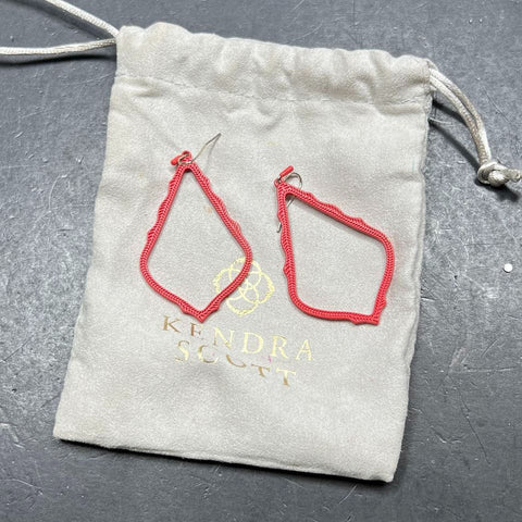 Kendra Scott Bright Pink Rope Texture Geometric Kite Dangle Earrings 2.5"
