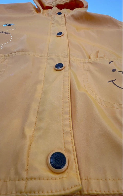 Disney Baby Winnie the Pooh Toddler Yellow Hooded Rain Jacket Snaps Sz 24M
