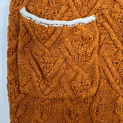 Free People Women's Wildflower Cardigan Burnt Orange Chunky Knit Slouchy Size M