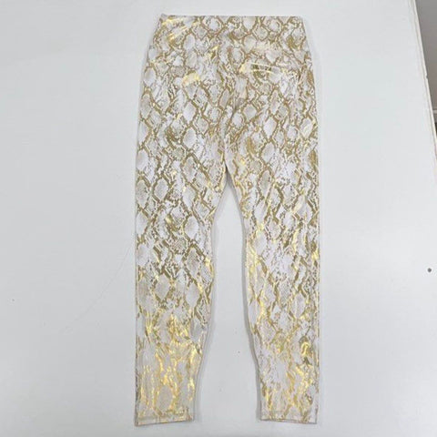 Fabletics Women's High-Waisted Foil Legging Gold White Snake Print NWT Sz 1X