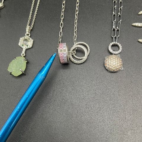 Bomb Party Fashion Jewelry Necklace Lot of 5 Floral Heart Pave Stone Designs