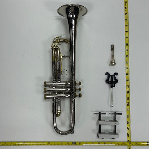 King Tempo Bb Trumpet Silver Plated USA with Case - For Repair - Serial 588663