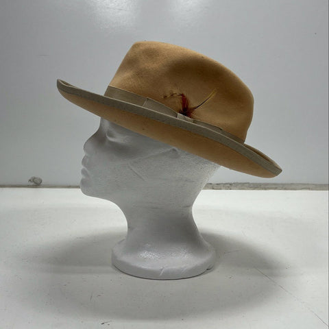 Vintage Golden Gate Hat Company Men's Tan Wool Godfather Fedora Hat Sz 7 1/8
