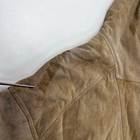 Vintage 90s Comint Hooded Suede Leather Faux Fur Lined Coat Sz 1X