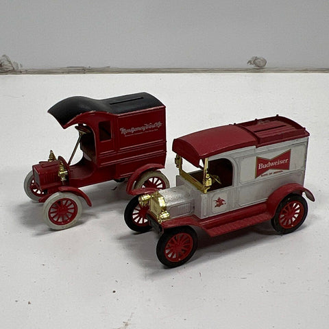 ERTL Die-Cast Metal Toy Car Bank Lot Budweiser 1913 Ford Montgomery Ward 1905