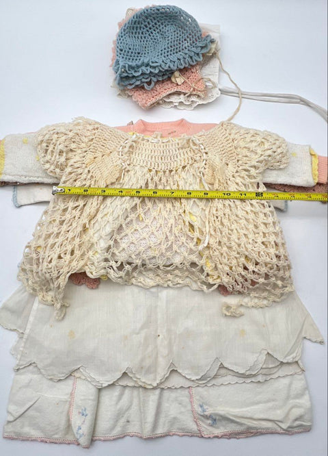 Vintage 50s 60s Baby Clothes Lot Crochet Cardigans Bonnets Cotton Gowns 1lb