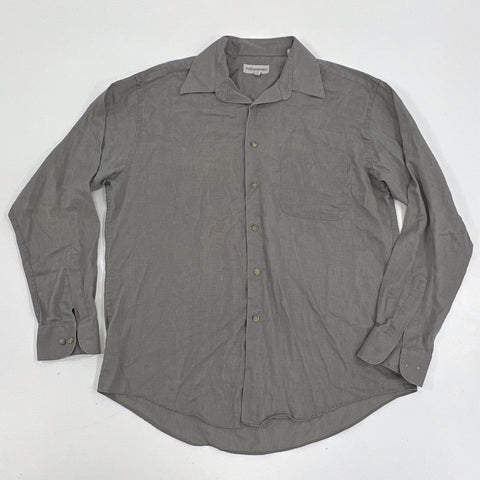 Vintage 90s Yves Saint Laurent Men's Gray Button Up Dress Shirt Sz 16 34/35