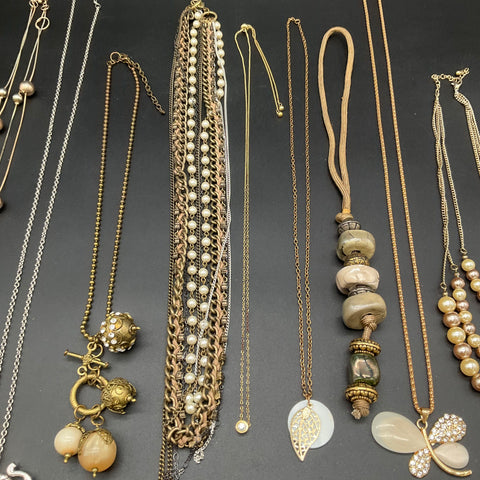 Fashion Statement Jewelry Lot of 10 Necklaces Faux Pearl Elephant Butterfly