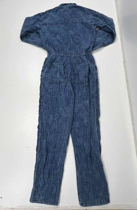 We The Free Marci Hickory Stripe Denim Button Front Jumpsuit Women's S