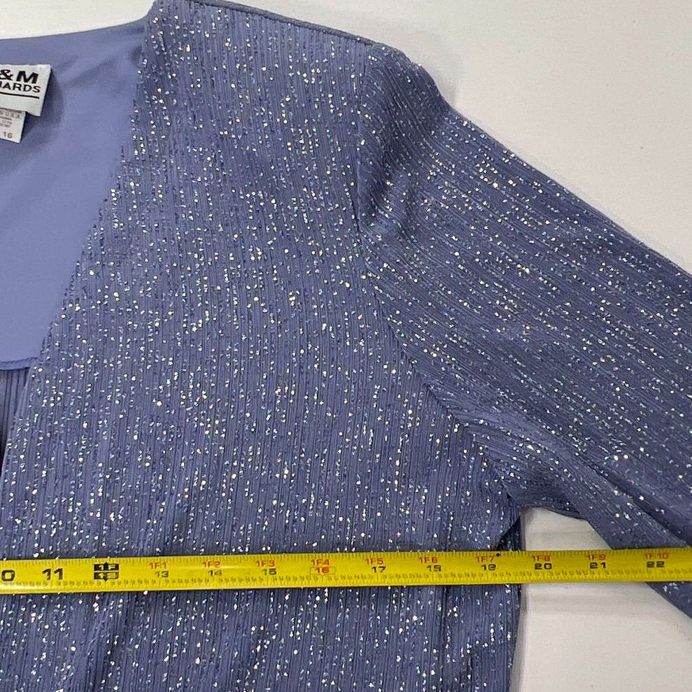 Vintage R&M Richards Periwinkle Sparkle 2-Piece Dress & Jacket Set Sz 16