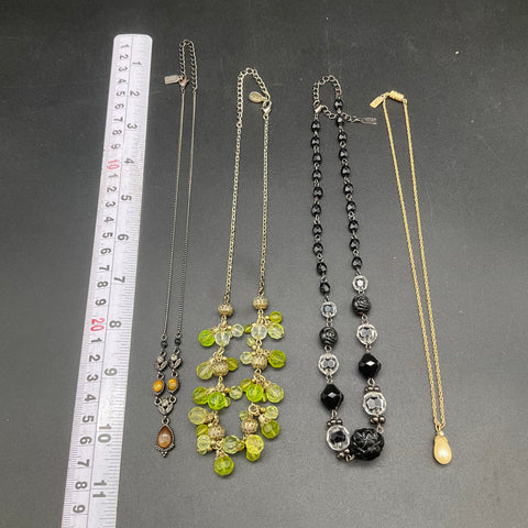 1928 2028 Jewelry Lot of 7 Necklaces Earrings Blue Green Beads Faux Pearl