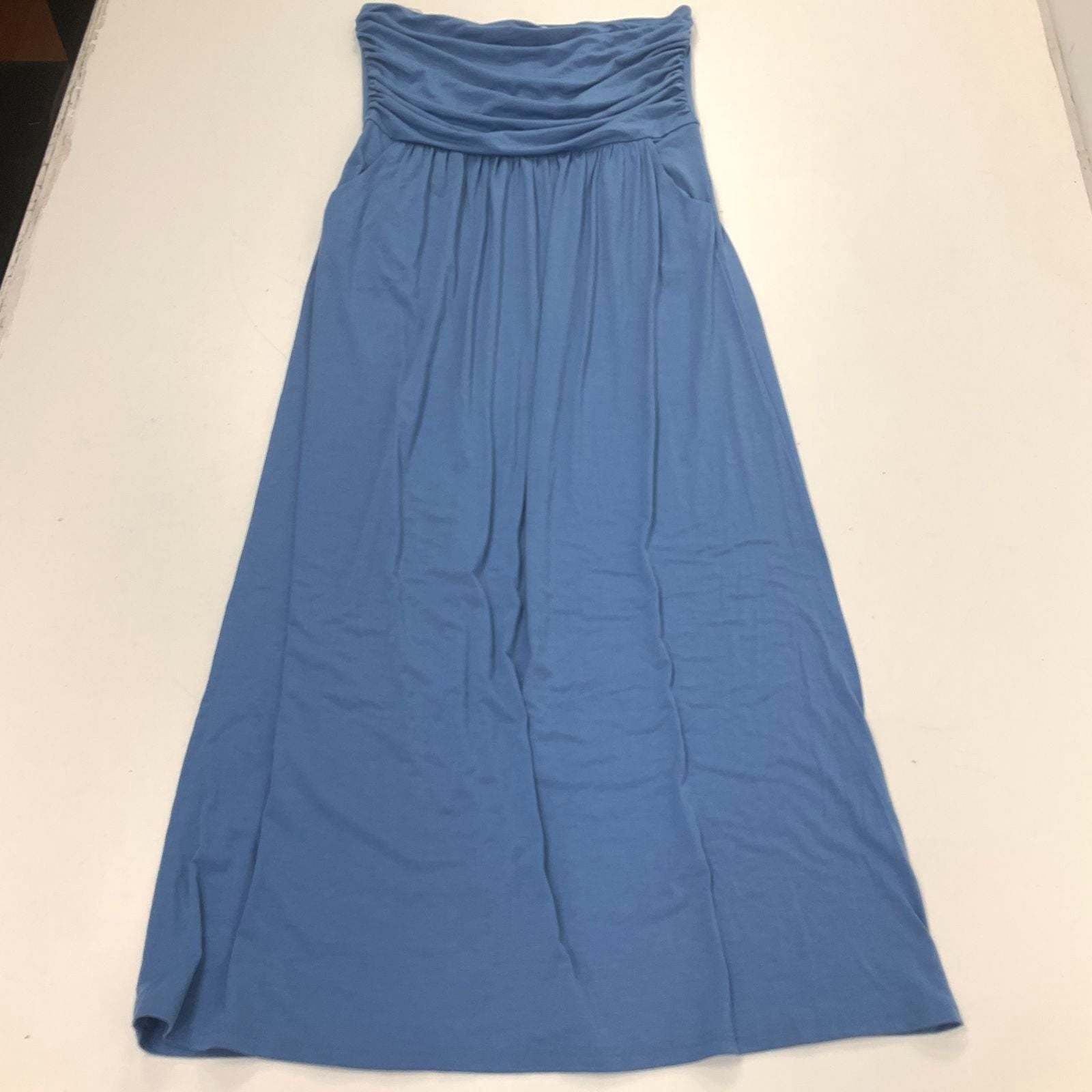 Grace Karin Blue NWT Strapless Shirred Stretch Maxi Dress Women's XL