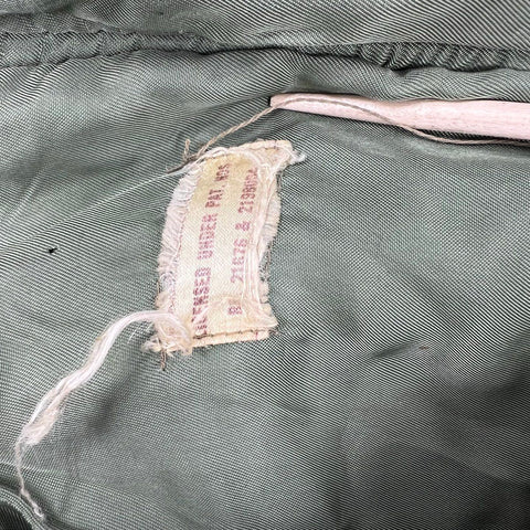 Vintage Military Issue OD Green Trench Coat Men's Sateen Wool Lined Large Long