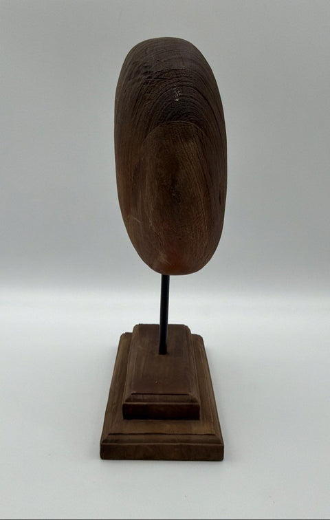 Unsigned Modernist Monkey Pod Wood Nautilus Spiral Sculpture 15.5" Original