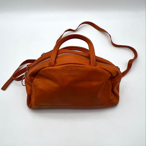 Sequoia Tan Leather Top Handle Crossbody Bag Satchel Silver Hardware