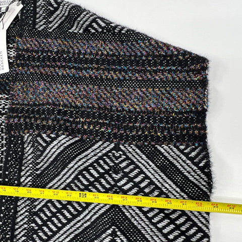 Molly Bracken NWT Knit Poncho Vest Black White Chevron Metallic Eyelash Sz M/L