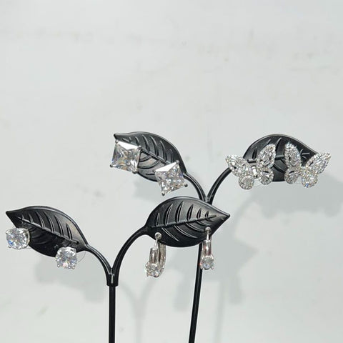 925 Sterling Silver Clear Stone Earrings 15.23g
