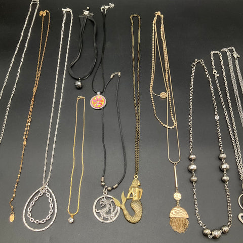 Fashion Jewelry Lot of 11 Necklaces Chokers Mermaid Dragon Multi-Strand Tassels