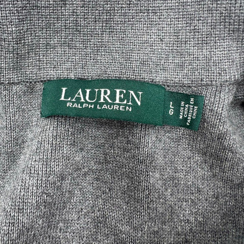 Lauren Ralph Lauren Women's Gray Knit Blazer Jacket Crest Buttons Cotton Blend L