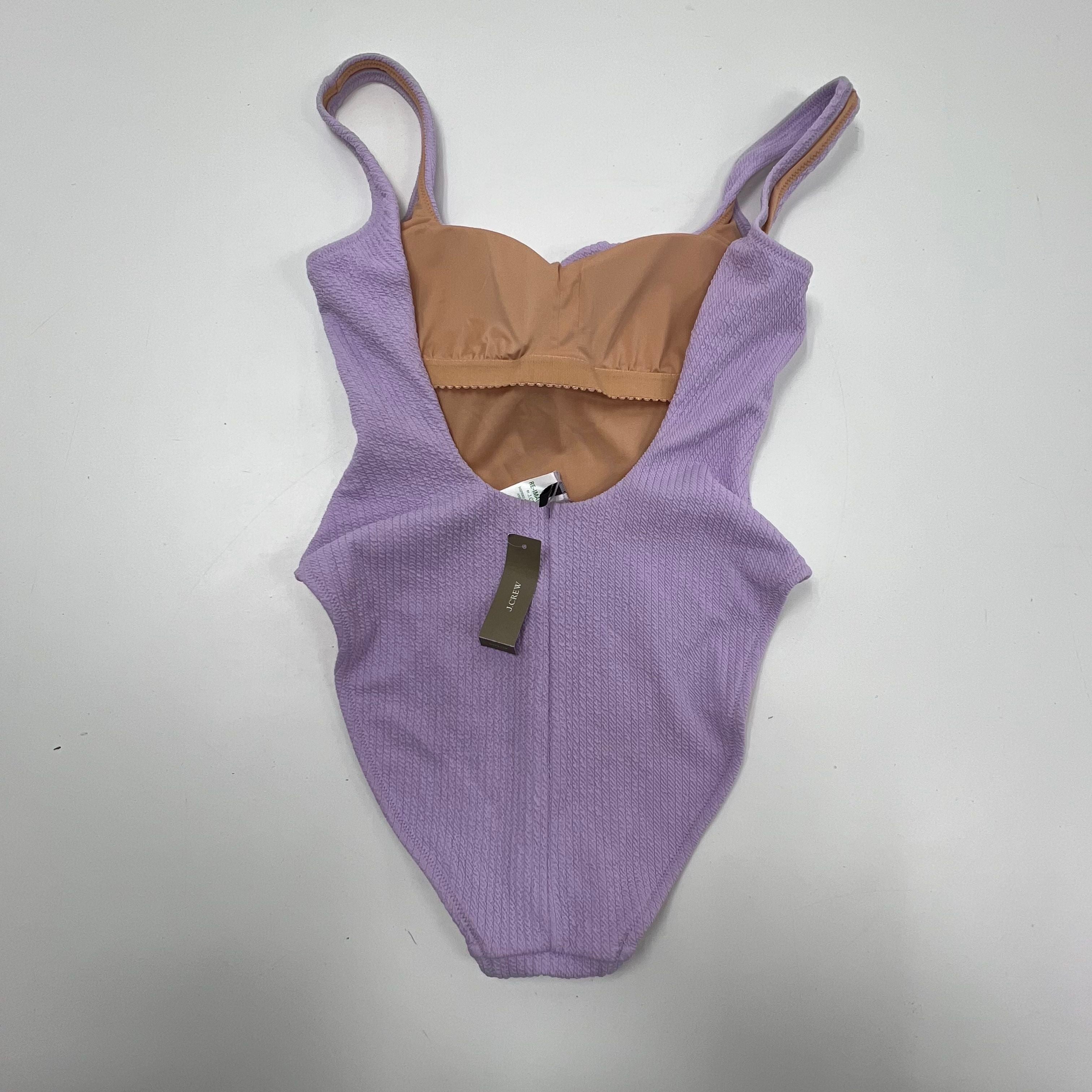 NWT J.Crew Square Neck Textured Purple One Piece Swimwear Women's 6