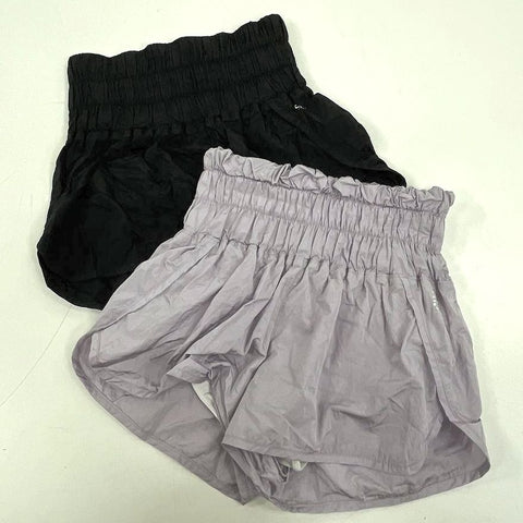 FP Movement Lot 2 The Way Home Smocked High Rise Lined Shorts Women's S XS