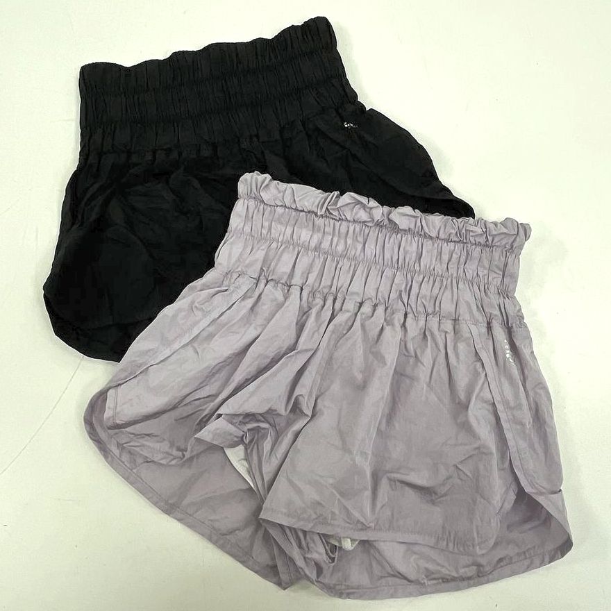 FP Movement Lot 2 The Way Home Smocked High Rise Lined Shorts Women's S XS