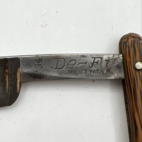 Vintage Wester Bros De-Fi 34 Straight Razor Solingen Germany Anchor Case