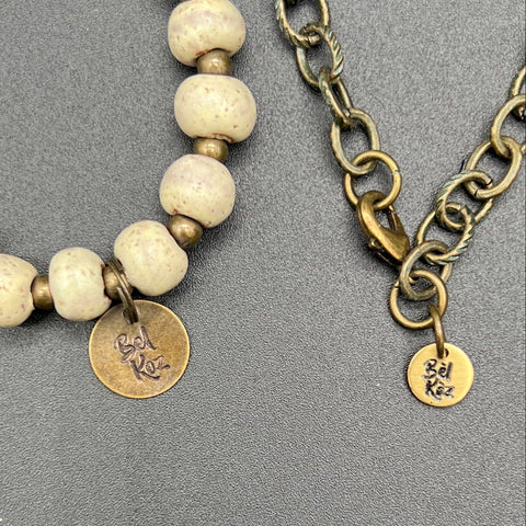 Bel Koz Women's Cashmere Clay Bead Necklace & Bracelet Set Artisan Made Haiti