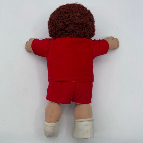 Cabbage Patch Kids Doll Coleco Vintage Brown Yarn Hair Red Suit 17 Inch