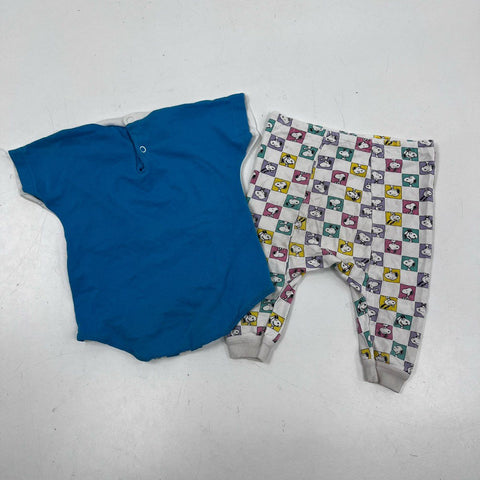 Vintage 80s Peanuts Snoopy Kids Romper and Pants Set Swim Club USA Made Sz 12M