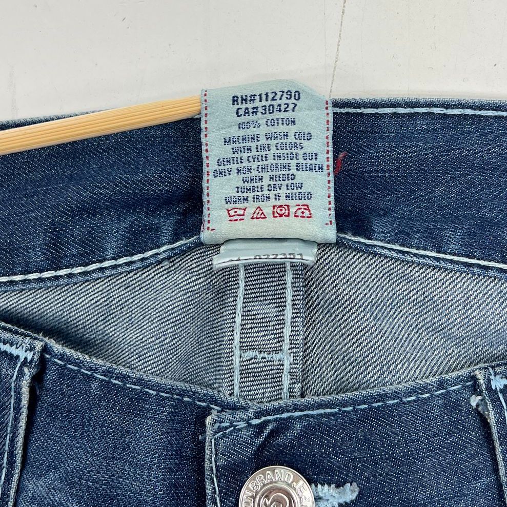 True Religion Ricky Blue Distressed Thick Stitch Bootcut Jeans Men's Size 38