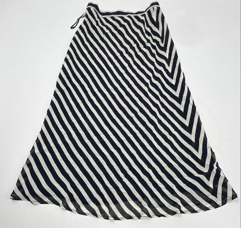 Lauren Ralph Lauren Women's Navy White Striped Chevron Maxi Skirt Sz 10 NWT