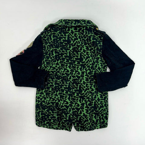 Vintage Coogi Kids Leopard Print Canvas Utility Jacket Green Black Sz 6x