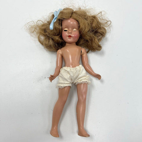 Vintage Hard Plastic Doll Blonde Hair Sleep Eyes 1950s Mid Century