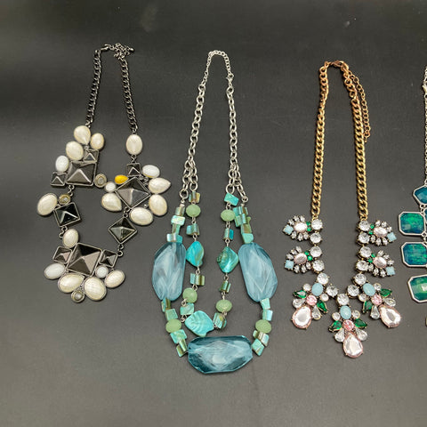 Fashion Statement Necklace Lot of 5 Rhinestone Beaded Bib Collar Necklaces