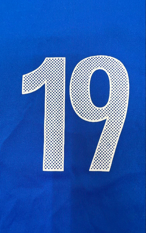 Croatia Soccer Jersey Size Large Blue Checkered Stripe #19 Football Shirt