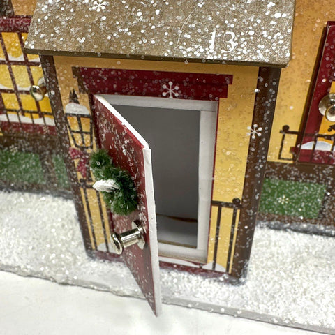 Advent Village Christmas Calendar 3 Piece Wood Composite Set 24 Doors With Box