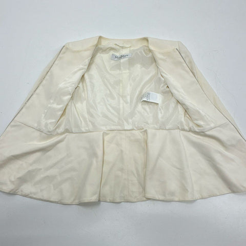 Max Mara Women's Off-White Asymmetrical Zip Peplum Jacket Made in Italy Size 4