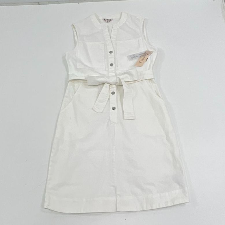 Nanette Lepore Sleeveless Button Front Belted Sheath Dress White NWT Sz S