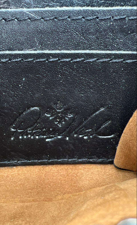 Patricia Nash Black Map Embossed Leather Wristlet Wallet Clutch Bag