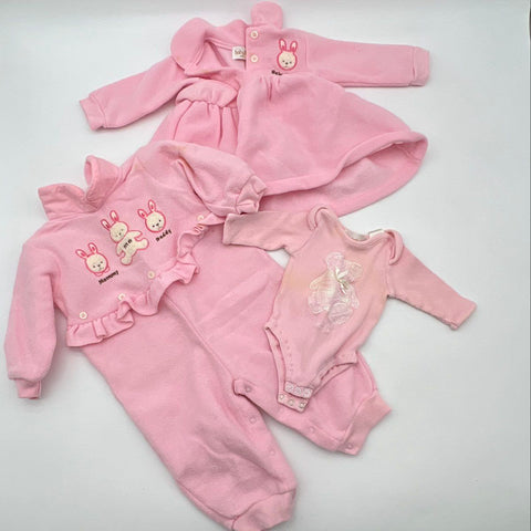 Vintage 90s Baby Beluga New York Lot Dress Sleeper Bodysuit Bunny Bear Pink 12M
