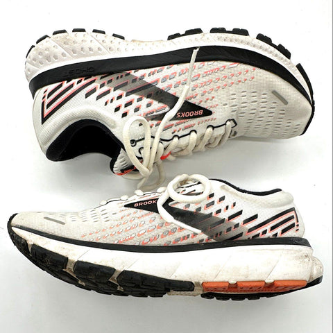 Brooks Ghost 13 White Black Coral Running Shoes Women's Size 7.5