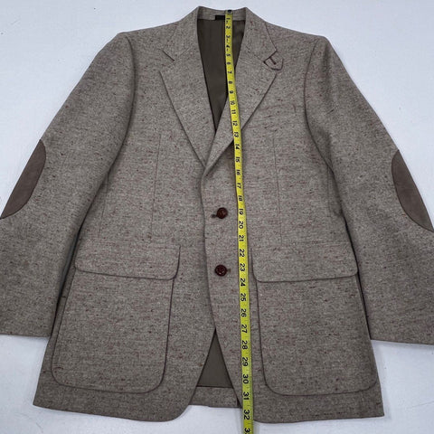 Vintage 70s Palm Clothing Suede Elbow Patch Tweed Sport Coat Blazer Sz 38
