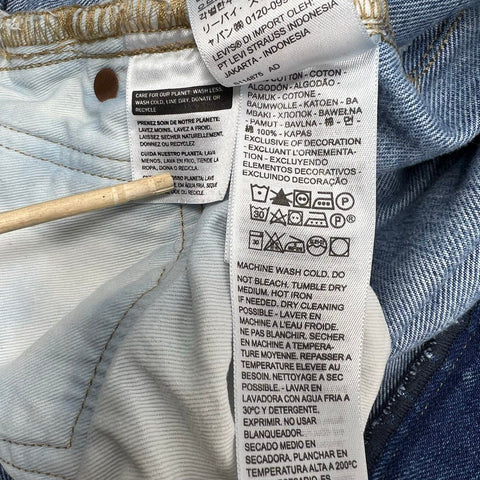 Levi's Women's Column Jeans Blue Patchwork High Rise Straight Distressed 31x27