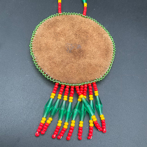 Vintage Seed Bead Jewelry Lot of 2 Thunderbird Loom Woven & Medallion Necklaces