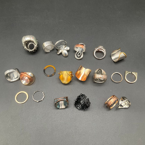 Fashion Statement Rings Jewelry Lot of 22 Goth Boho Eclectic Mixed Metals