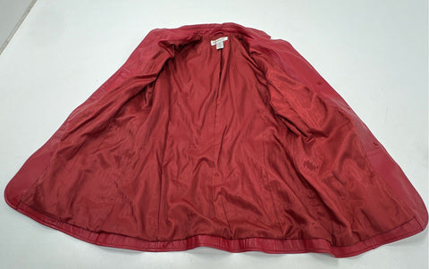 Preston & York Women's Red Genuine Lamb Skin Leather Blazer Jacket Sz M