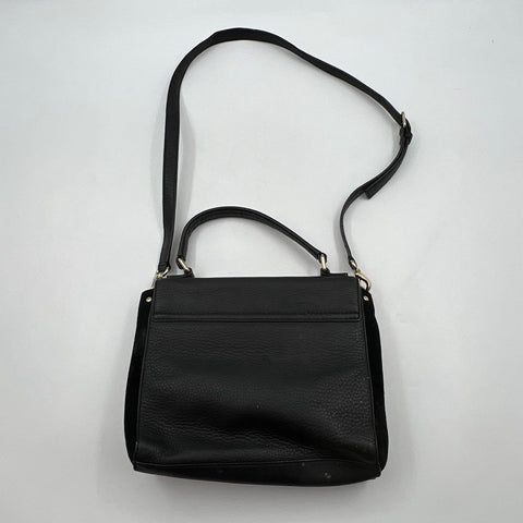 Kate Spade Black Pebbled Leather Top Handle Satchel Crossbody Bag Gold