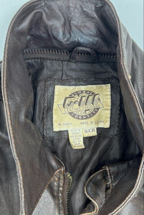 Vintage 90s G-III Global Identity Brown Leather Bomber Aviator Jacket Men's S