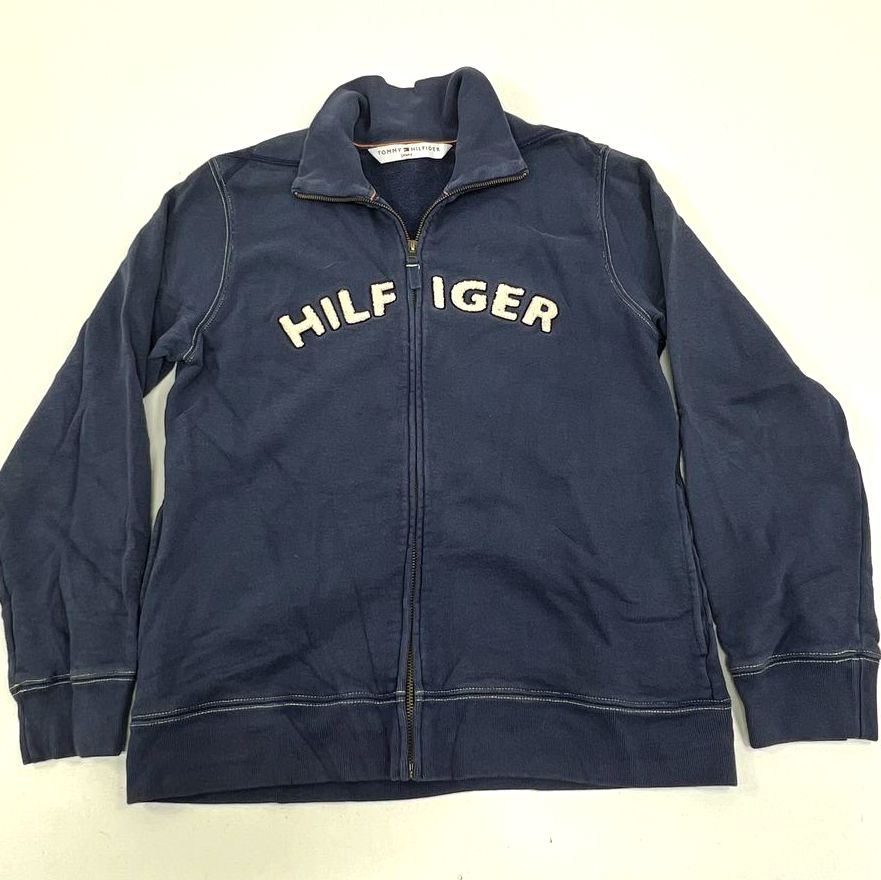 Vintage Y2K Tommy Hilfiger Jeans Blue Spellout Full Zip Mock Neck Jacket Men's L